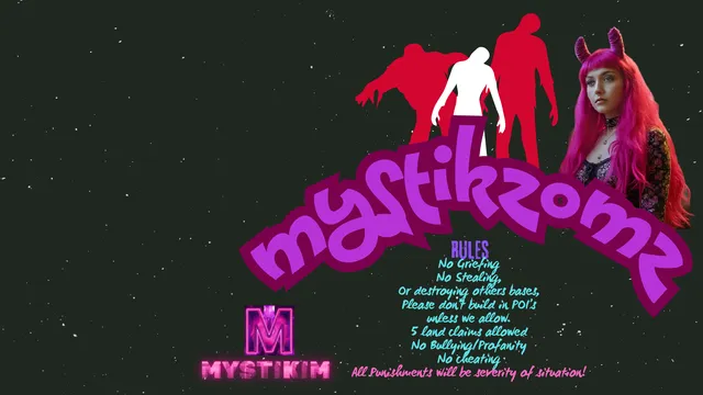 MystikZomZ server poster with the rules